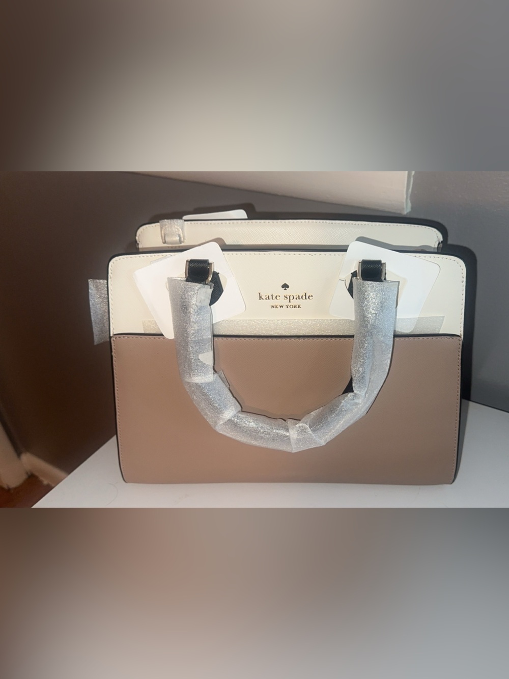 kate spade Two-Tone Tan and Cream Satchel with Top Handles